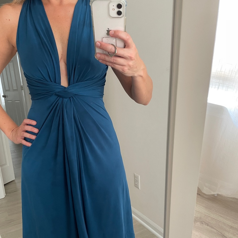 Venus XS Plunging Neckline Blue Dress